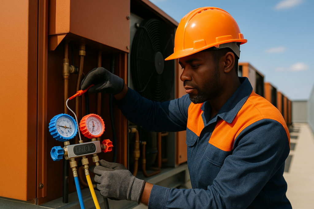 African HVAC Technician Outdoors